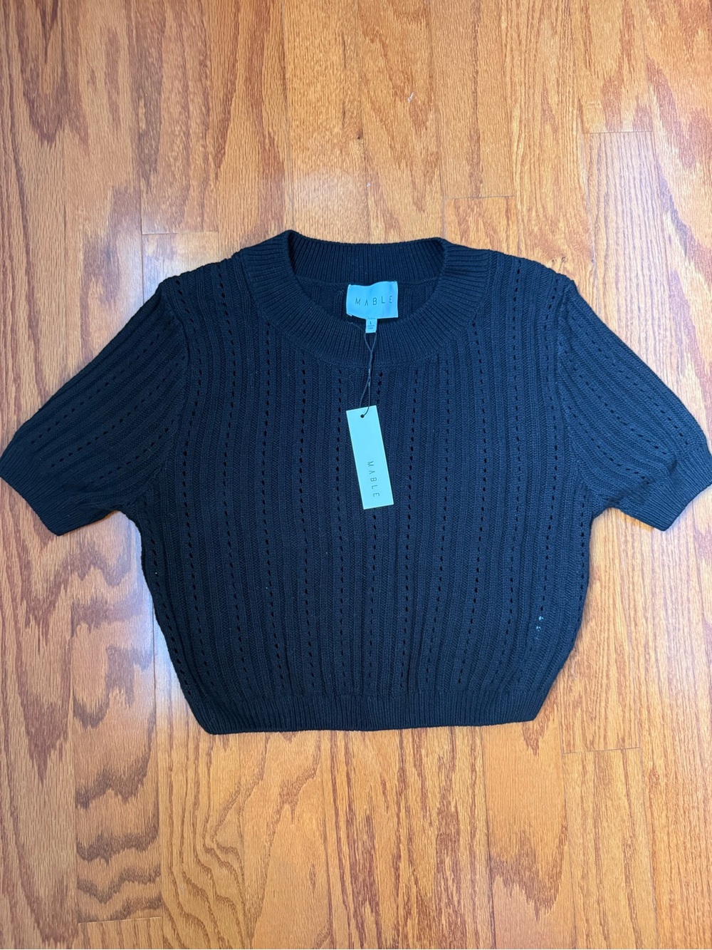 Mable Black Knit Short Sleeve Sweater and Skirt Matching Set